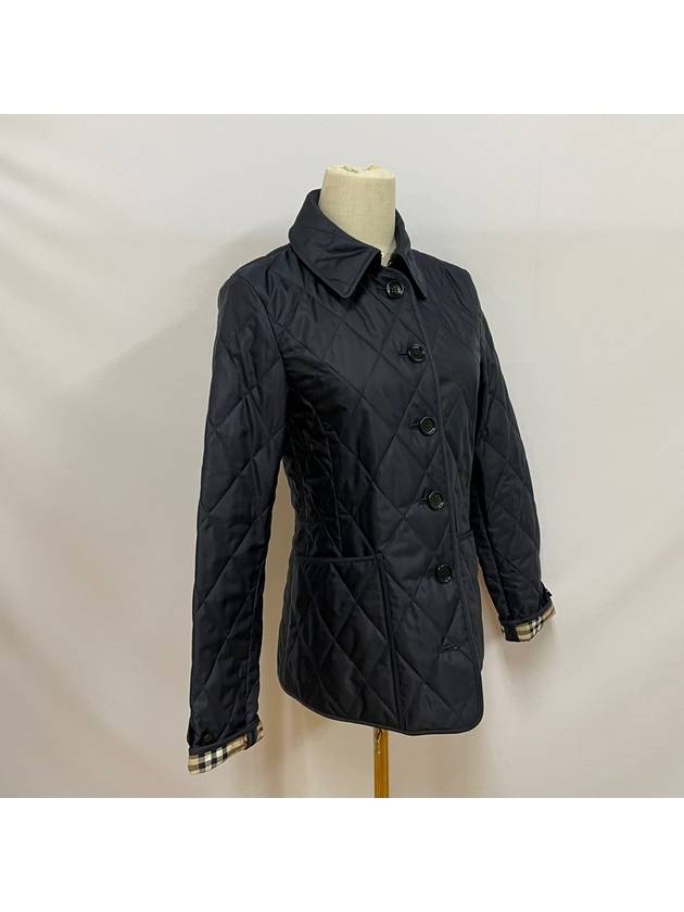 Burberry WoMen's Diamond Quilted Thermoregulated Check Jacket Midnight