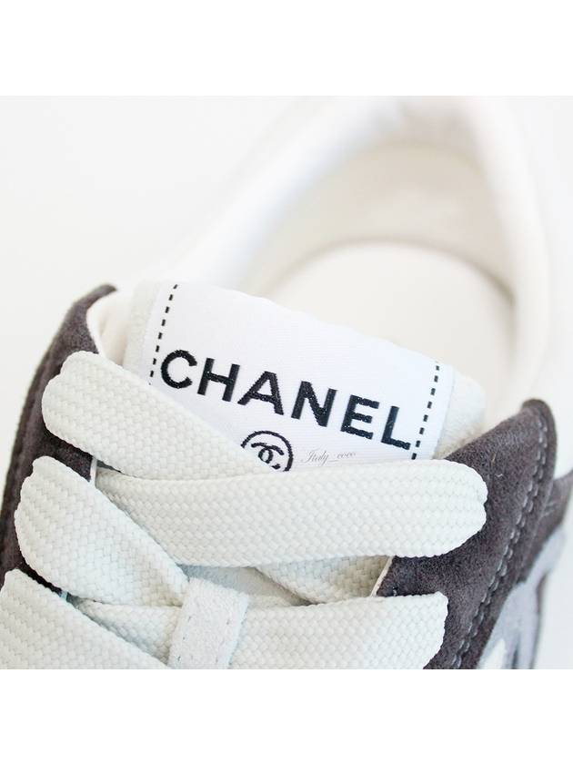 CC Logo Suede Kidskin Low Top Sneakers Black Chanel