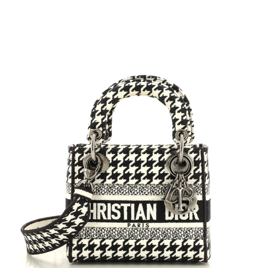 Top quality Dior Lady D-Lite Bag Houndstooth Canvas Mini