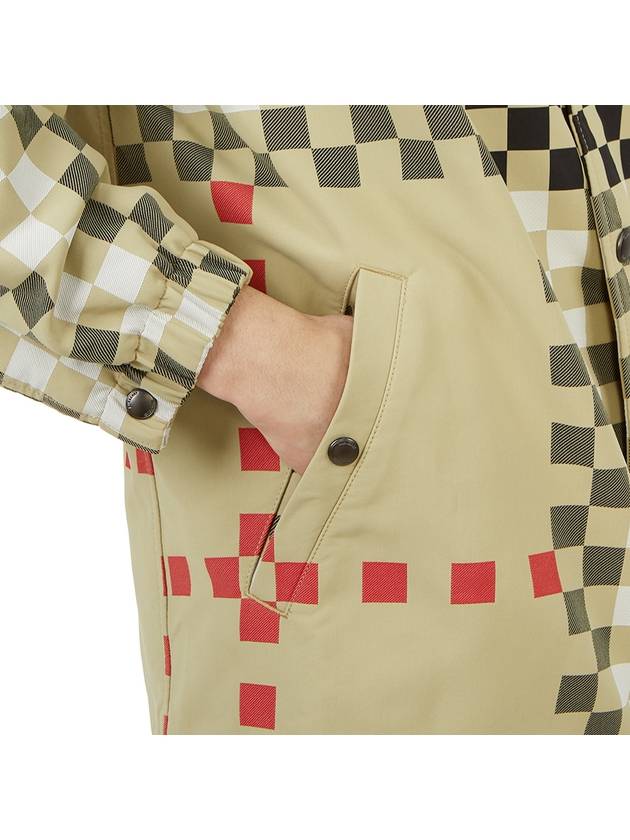 Burberry Men's Pixel Check Nylon Hooded Jacket Archive Beige