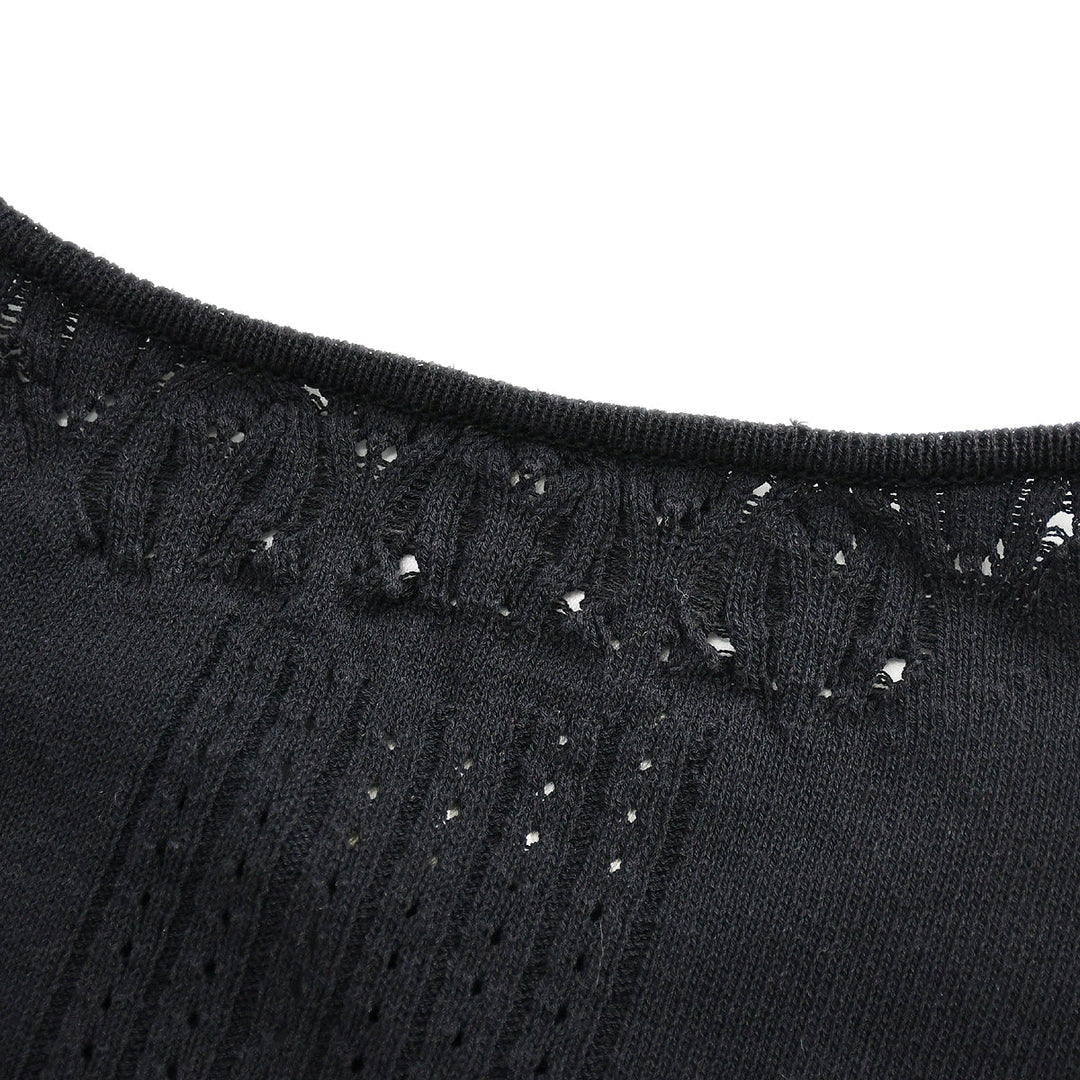 Top Quality Chanel Short Sleeve Sweater Knit Tops Black 02P #38