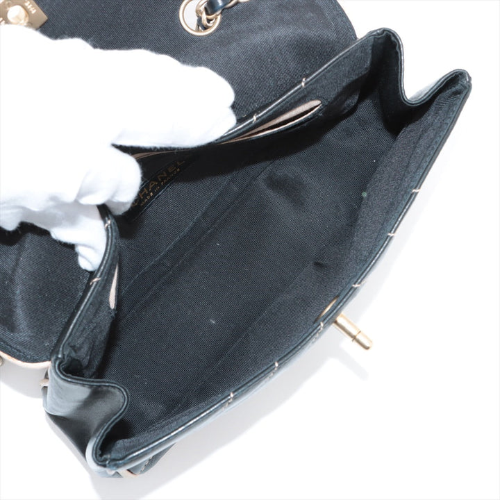 Top Quality Chanel Chevron  Single Flap Double Chain Bag Black Gold  8th