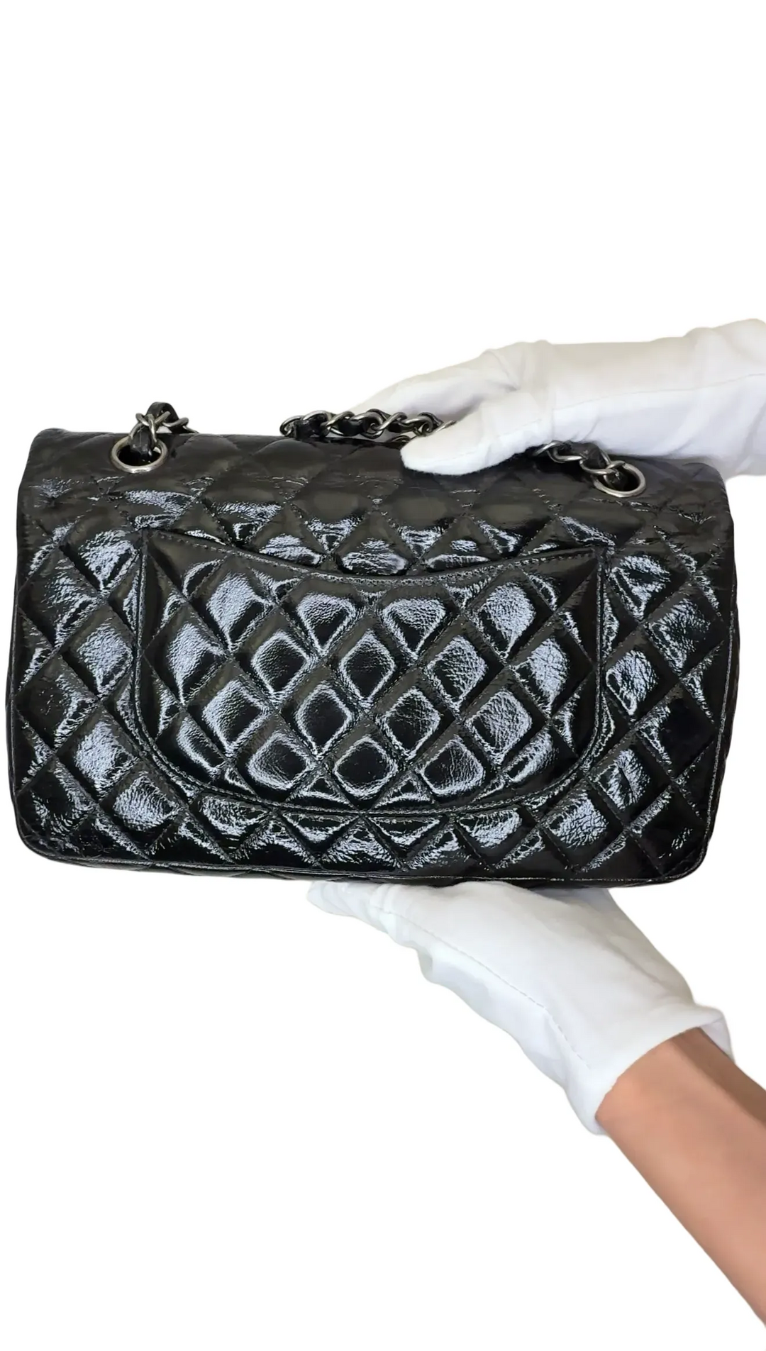 Top Quality Chanel Vintage Patent Jumbo Classic Single Flap Shoulder Bag - Black Shoulder Bags B24-15 B24-15