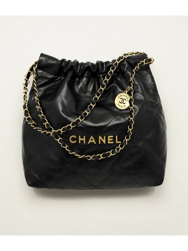 22 Shiny Calfskin Small Shoulder Bag Black Chanel