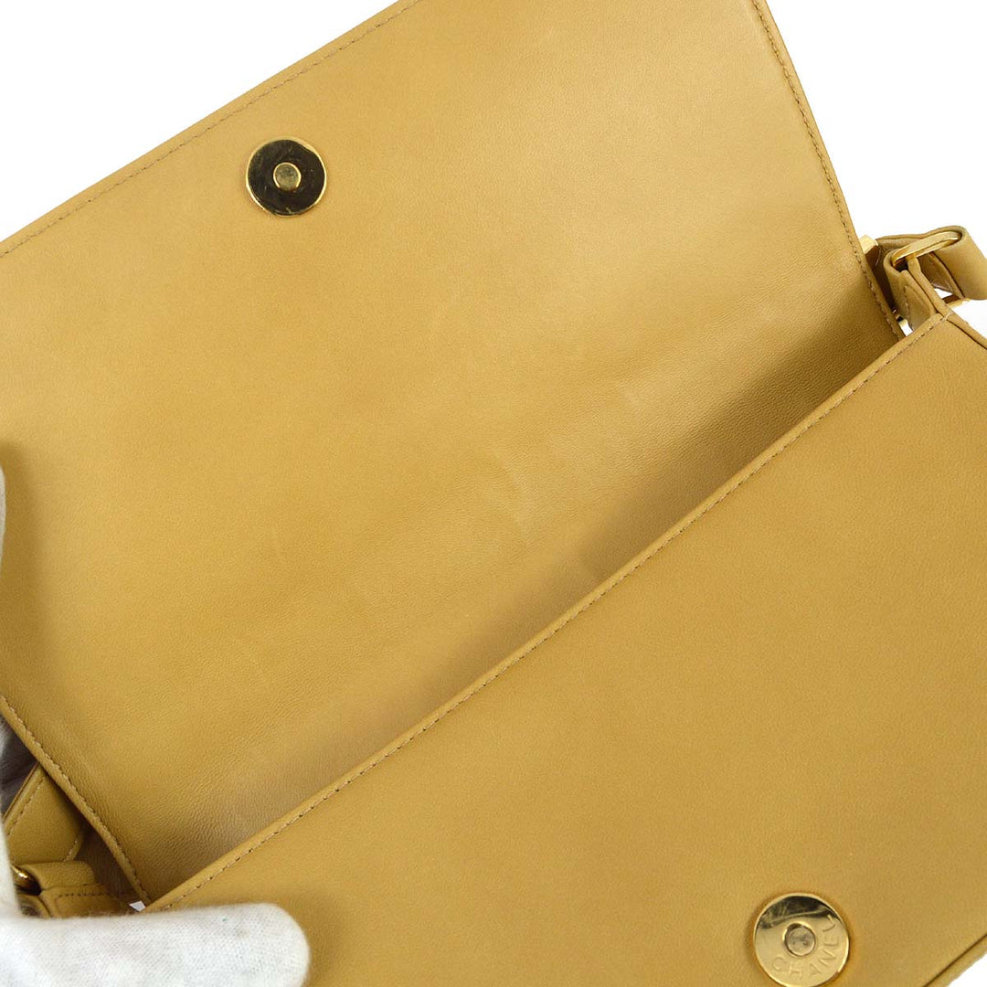 Top Quality Chanel 2003-2004 * Choco Bar Shoulder Bag Beige Lambskin