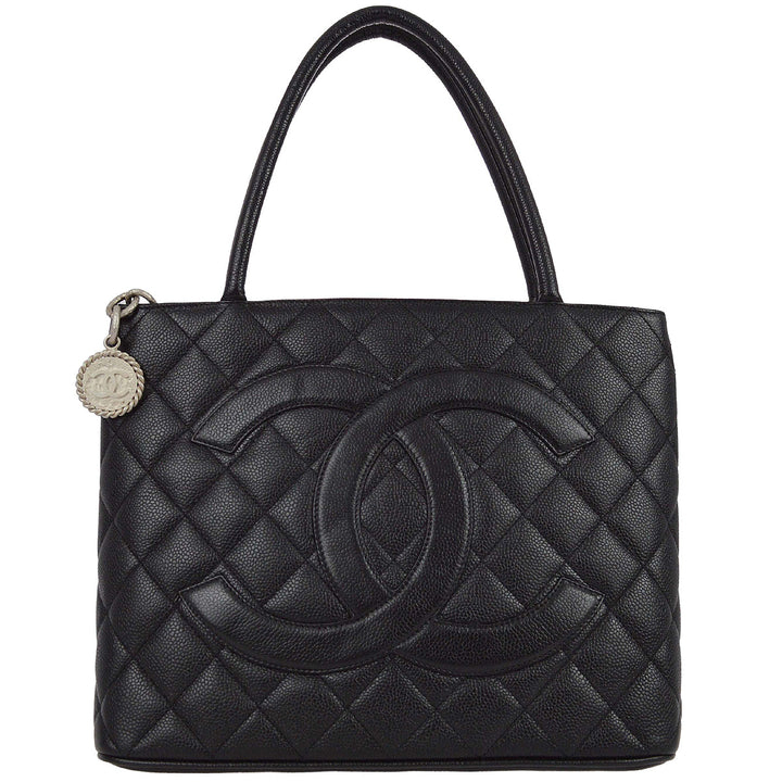 Top Quality Chanel Black Caviar Medallion Tote Handbag
