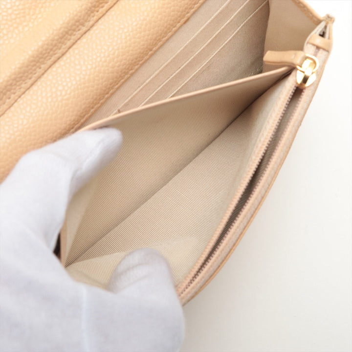 Top Quality Chanel Matrasse Caviar S Chain Wallet Beige Gold