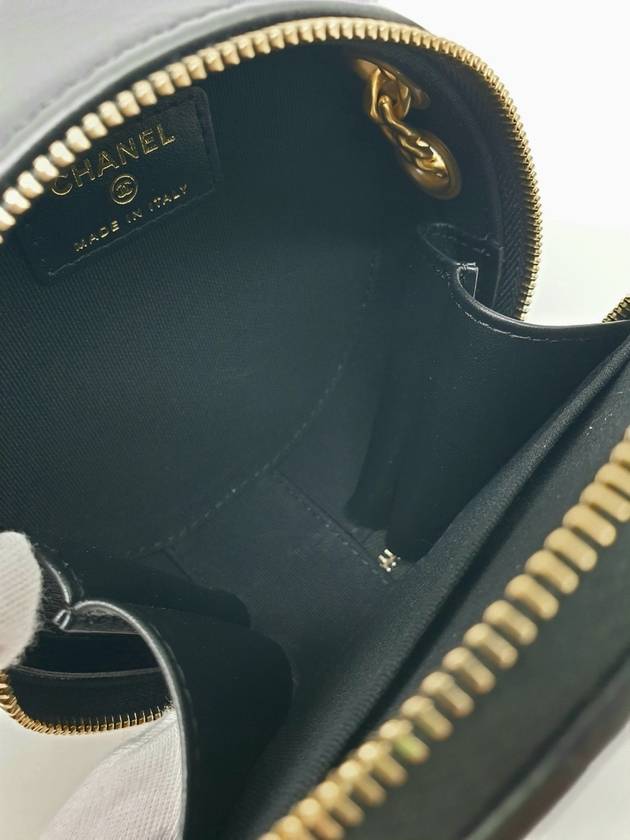 Quilted Ball Chain Mini Lambskin Cross Bag Black Chanel