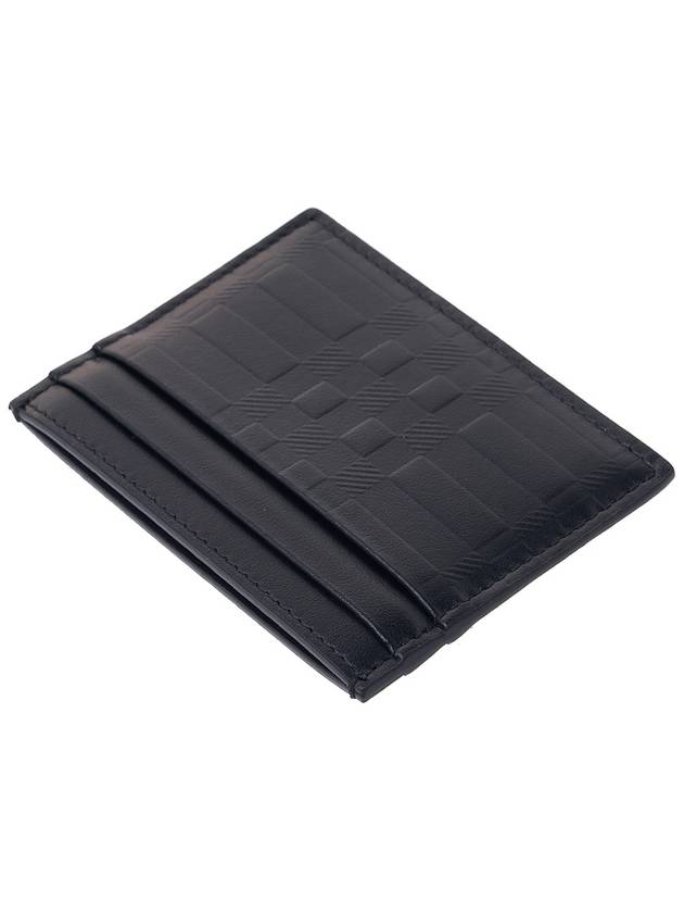 Burberry Embossed Check Leather Card Wallet Black