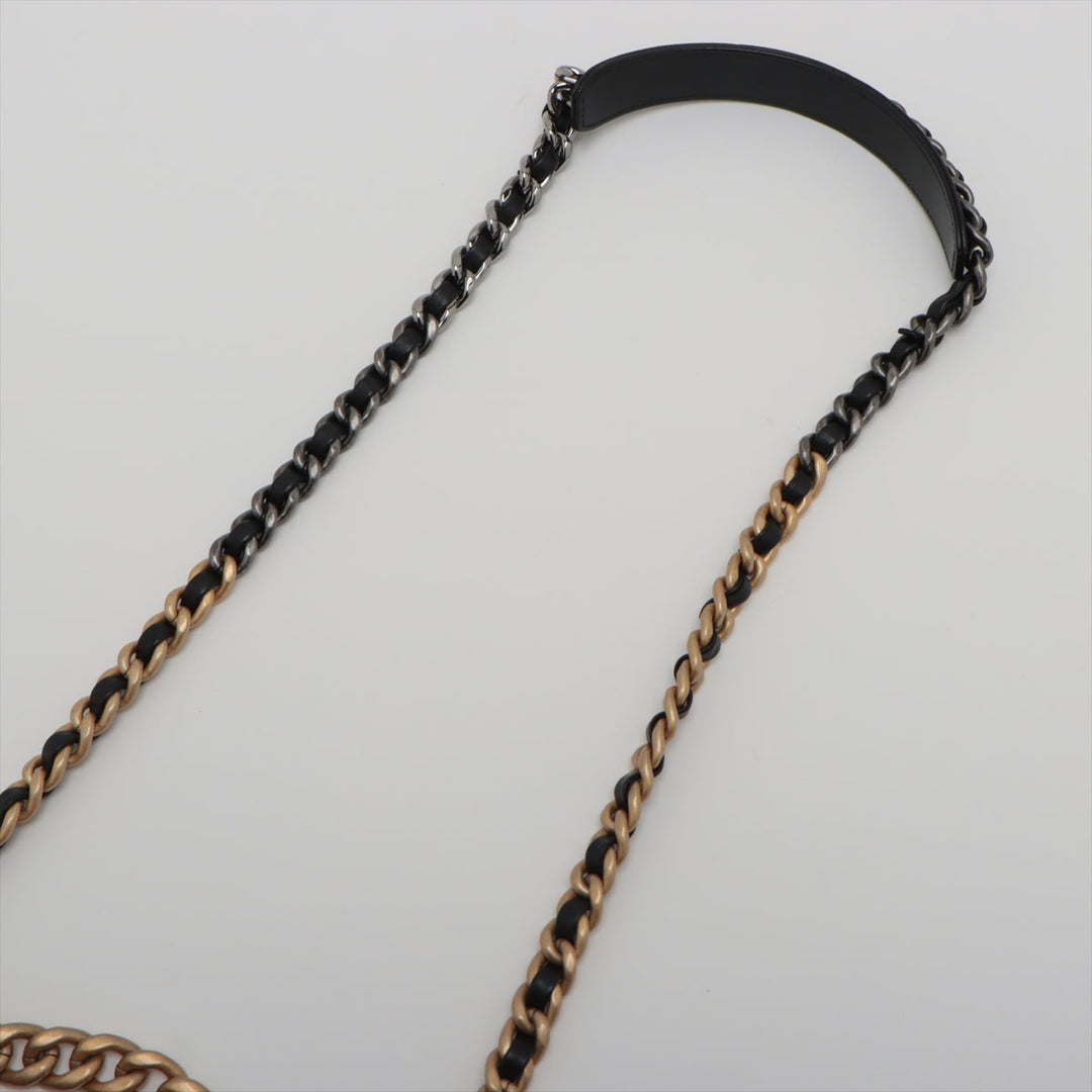 Top Quality Chanel 19 Canvas x Leather Chain Shoulder Bag Multicolor Gold x Silver Gold AS1160