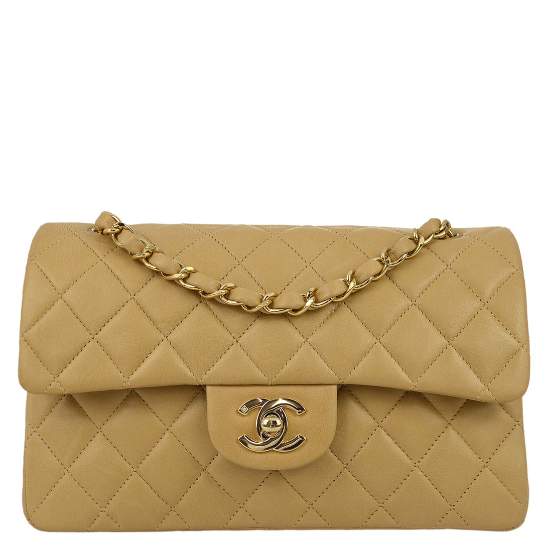 Top Quality Chanel 2000-2001 Beige Lambskin Small Classic Double Flap Shoulder Bag