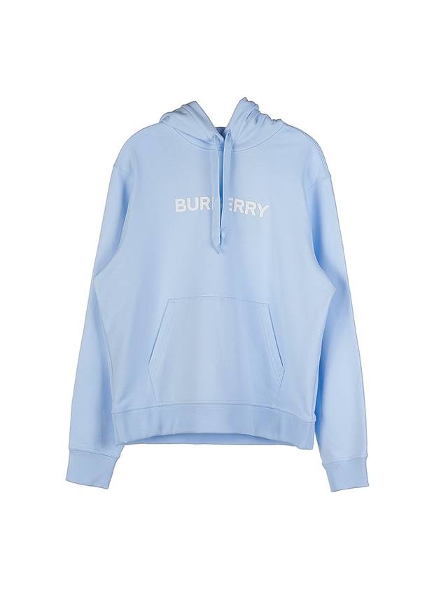Burberry Logo Print Cotton Hoodie Light Blue