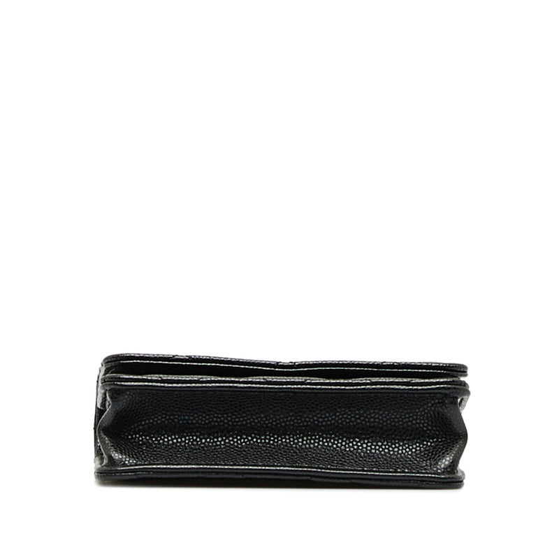 Top Quality Chanel Matrases Cocomark Fake Pearl Chain CoinPars Card Case Black Caviar   CHANEL