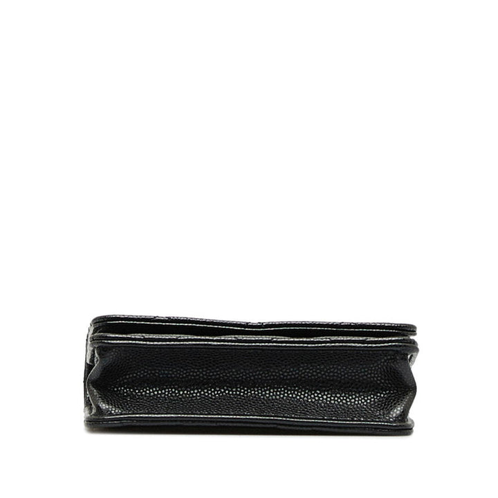 Top Quality Chanel Matrases Cocomark Fake Pearl Chain CoinPars Card Case Black Caviar   CHANEL