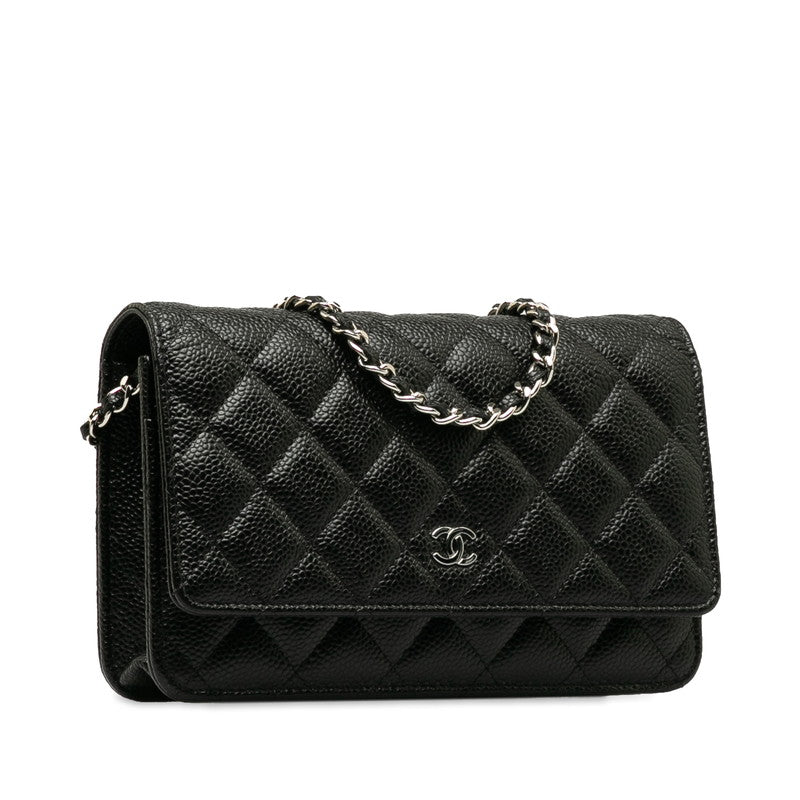 Top Quality Chanel Matrases Coco  Chain Shoulder Wallet Black Caviar S  CHANEL