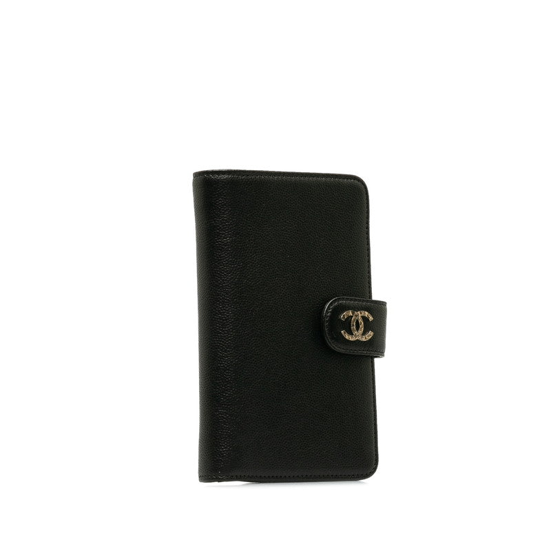 Top Quality Chanel Double Folded Wallet Caviar Skin Black Lady Frog