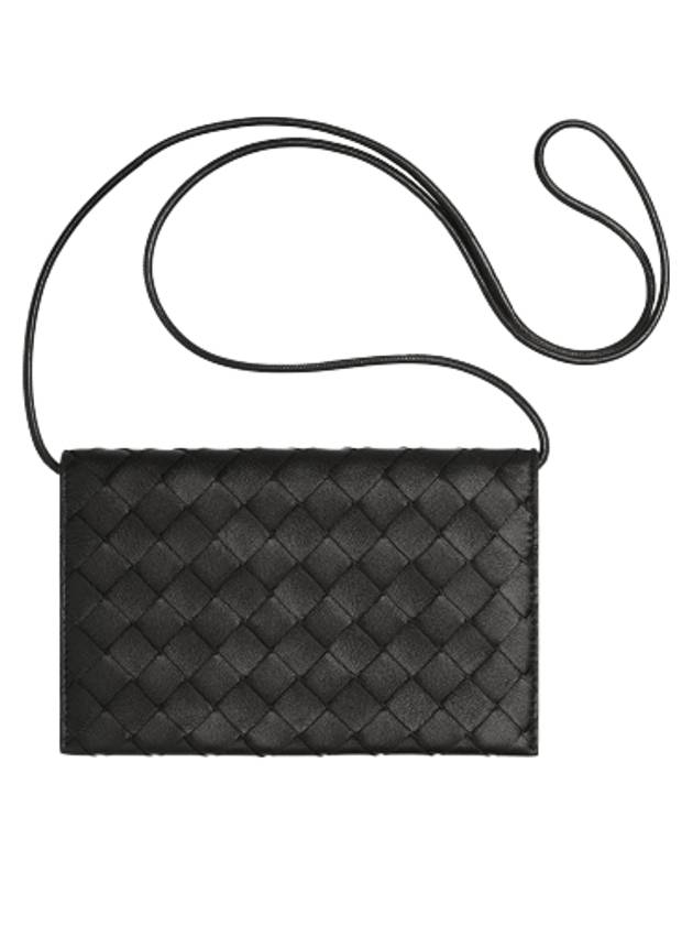 Bottega veneta Intrecciato Strap Long Wallet Black