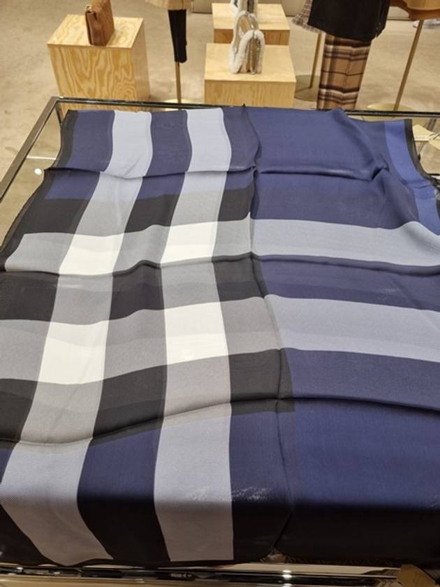 Burberry Mega Check Silk Muffler Navy