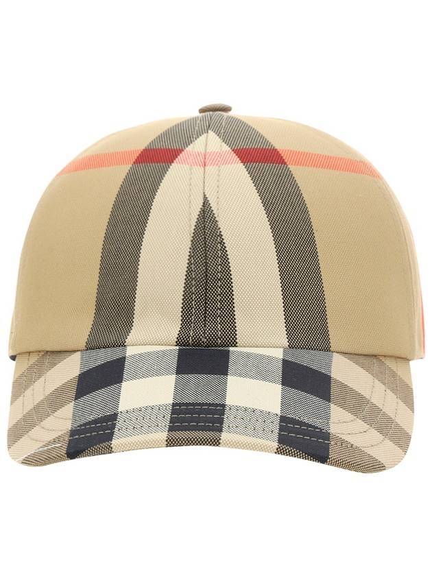 Burberry Embroidered Logo Check Cotton Ball Cap Beige