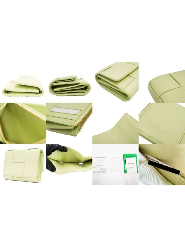 Bottega veneta Women s Half Wallet Bottega veneta 651372 Lemon Washed Lambskin Intrecciato Weaving 3 Stage Folded Zipper