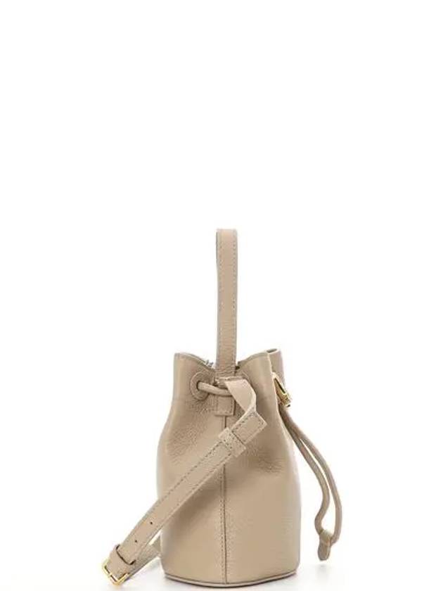 Burberry Logo Leather Mini Bucket Bag Beige