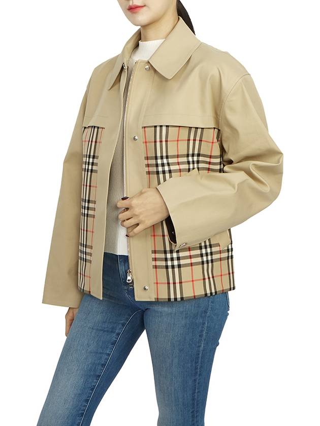 Burberry Check Motif Shorts Zip-Up Jacket Beige
