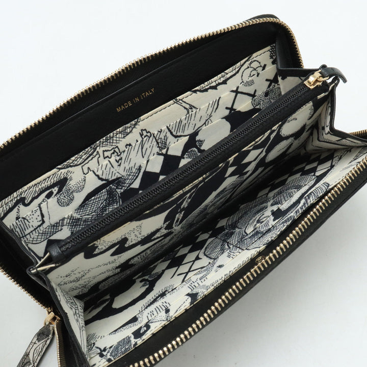 Top Quality Chanel Lucky Flower Coco Mark Roundfather Long Wallet Leather Black Black Gold  A81657