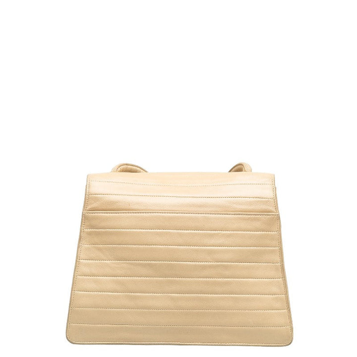 Top Quality Chanel Vintage Flap Shoulder Bag Lambskin Beige Ladies