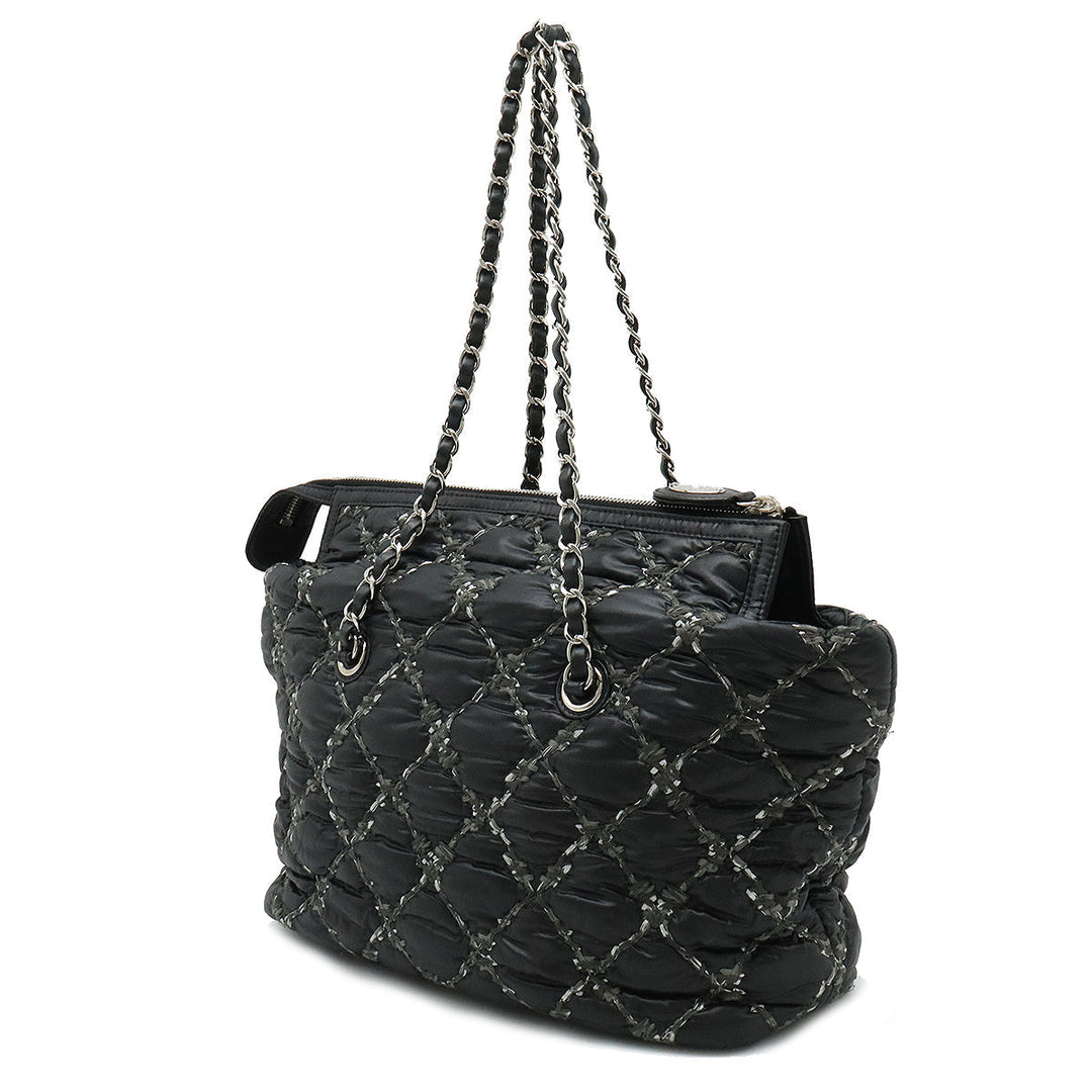 Top Quality Chanel Top Quality Chanel PARIVISANCE KILTING Chain Shoulder Bag Nylon Dark Grey Black Silver  A50633