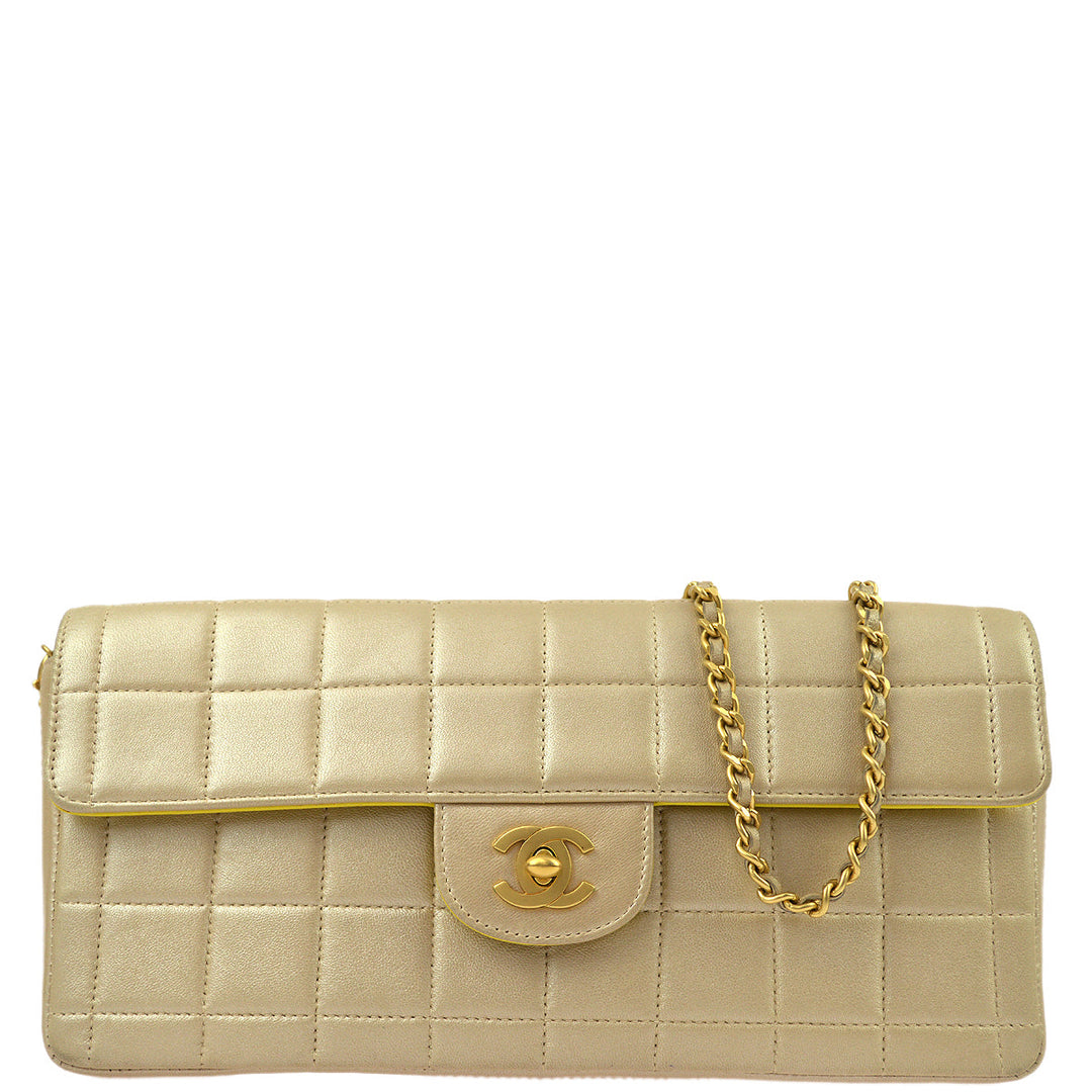 Top Quality Chanel Beige Lambskin Choco Bar East West Shoulder Bag