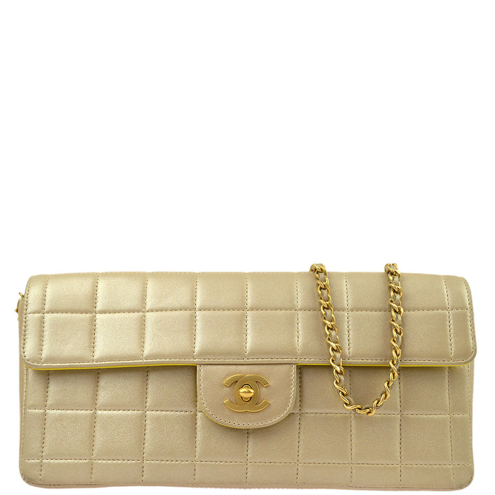 Top Quality Chanel Beige Lambskin Choco Bar East West Shoulder Bag