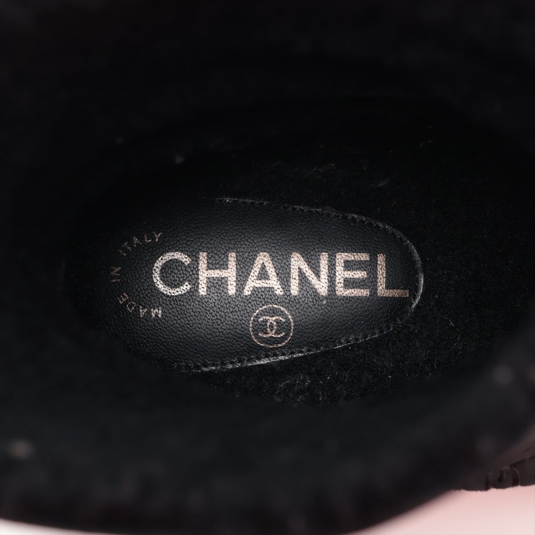 Top Quality Chanel Coco Mouton x Leather Shoes 36  Black G28739 Chain