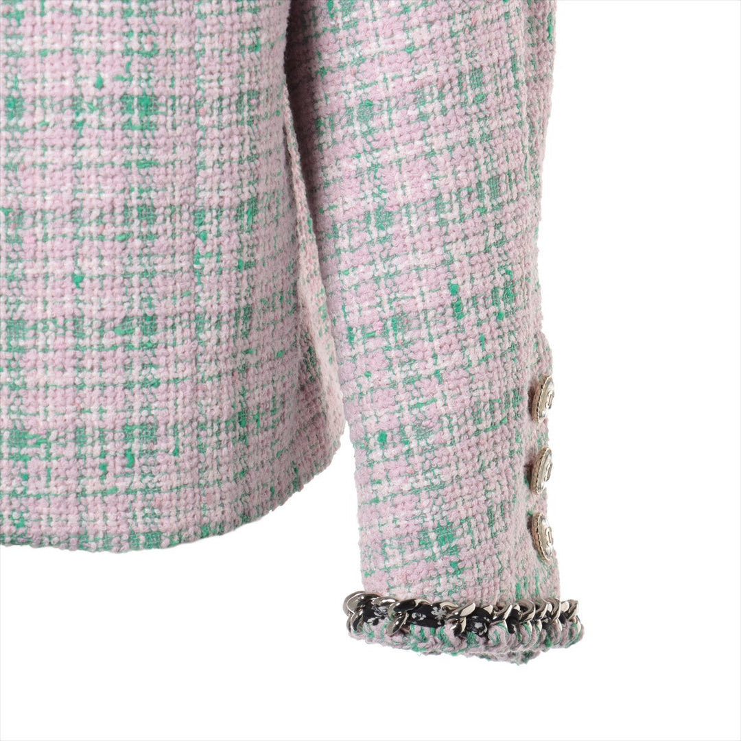 Top Quality Chanel Coconut Button P70 Twid Jacket 38 Pink