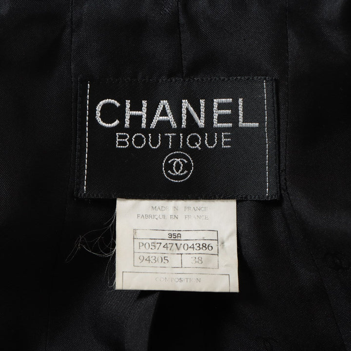 Top Quality Chanel Coconut Button 95A Wool  Nylon Jacket 38  Black P05747V04386 Twid Logo Stitching