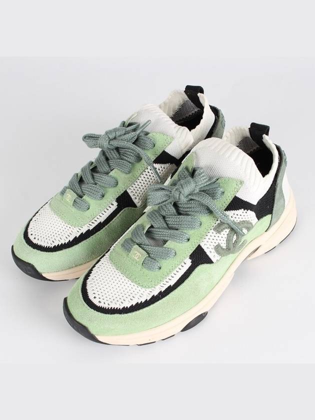 cc logo knit sneakers 37 240 Chanel