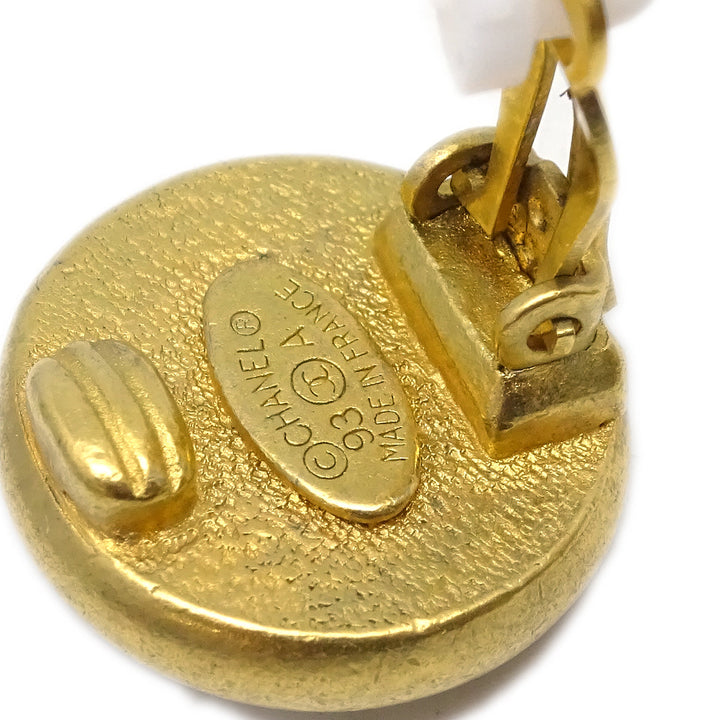 Top Quality Chanel Button Earrings Gold Clip-On 93A