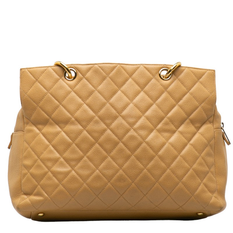 Top Quality Chanel Tote Shopper Bag in Caviar Leather Beige Ladies