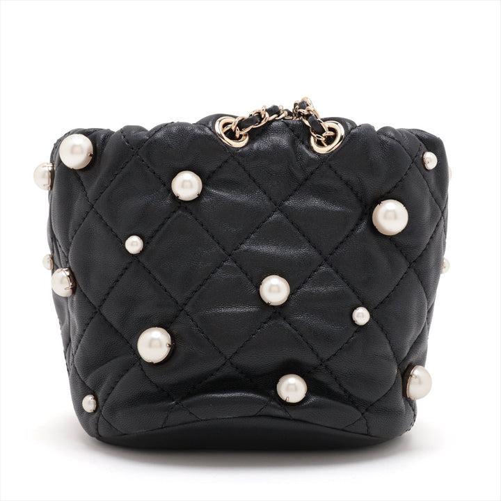 Top Quality Chanel Matrasse  Handle Shoulder Bag Pearl Black G  31st AS2518