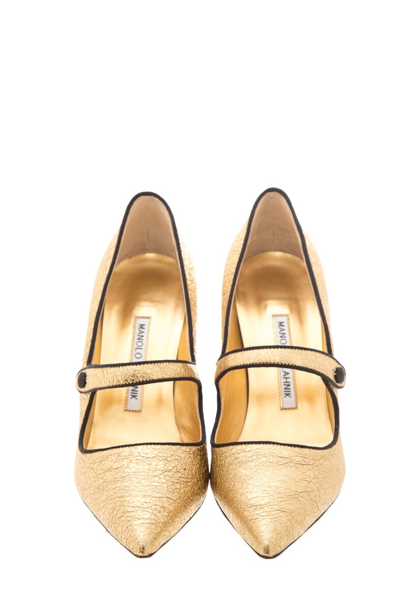 Manolo Blahnik Gold Foil Heels SZ 38
