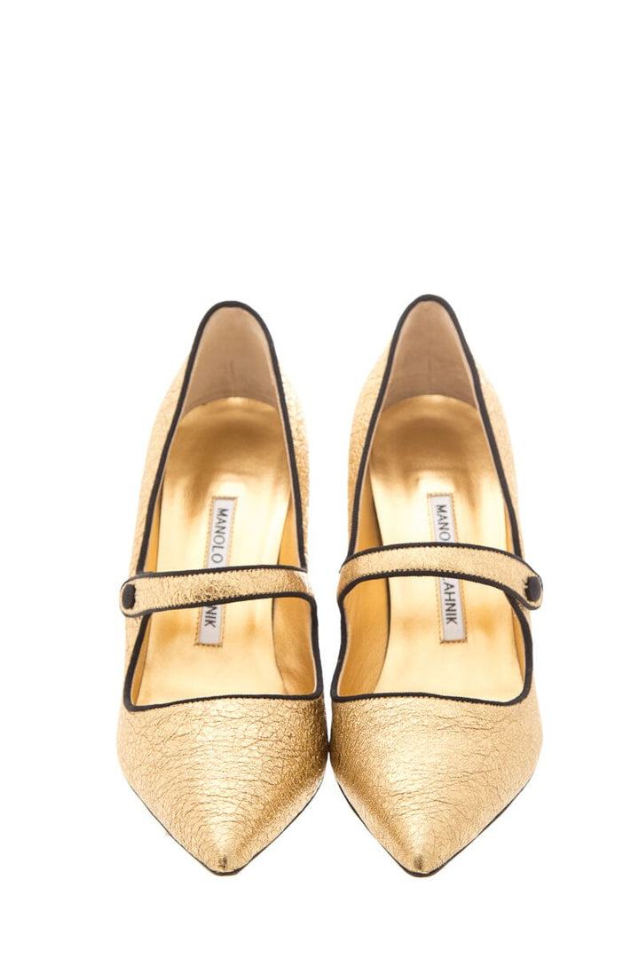 Manolo Blahnik Gold Foil Heels SZ 38