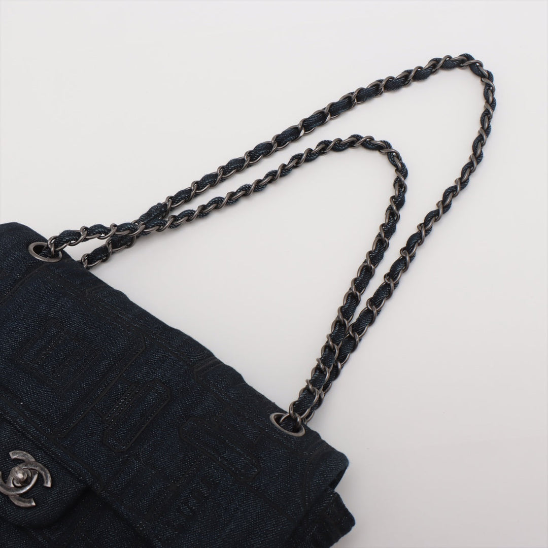 Top Quality Chanel Coca-Cola Denim Single Flap Double Chain Bag Blue Gummetal Gold