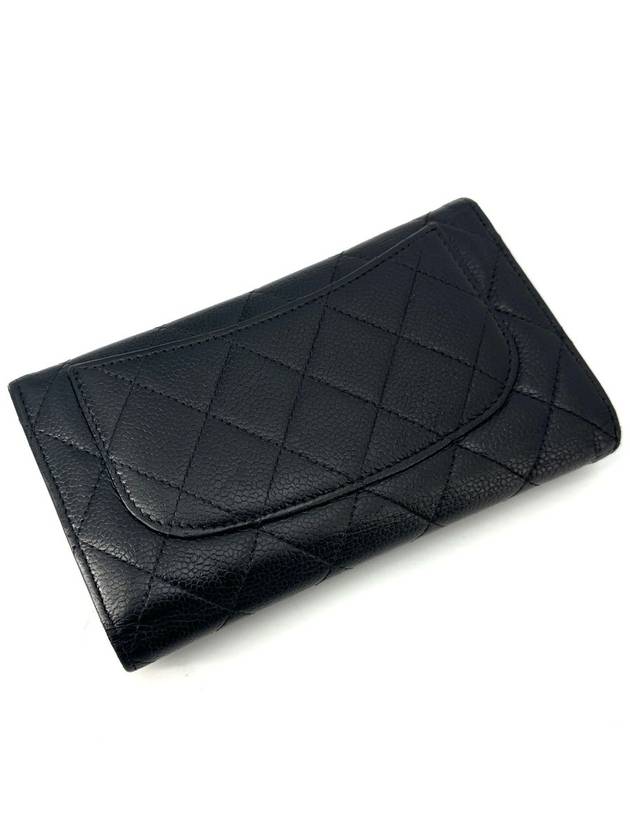 Caviar flap gold long wallet Chanel