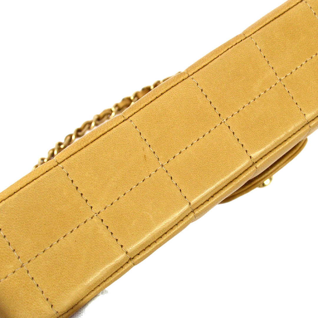 Top Quality Chanel 2004-2005 Beige Lambskin East West Choco Bar Chain Shoulder Bag