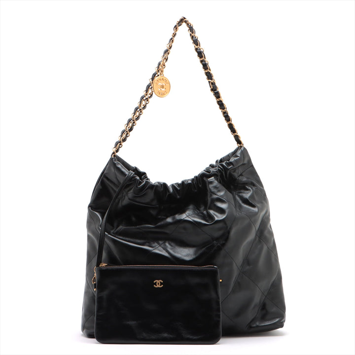 Top Quality Chanel 22 Leather Chain Shoulder Bag Black G  AS3261