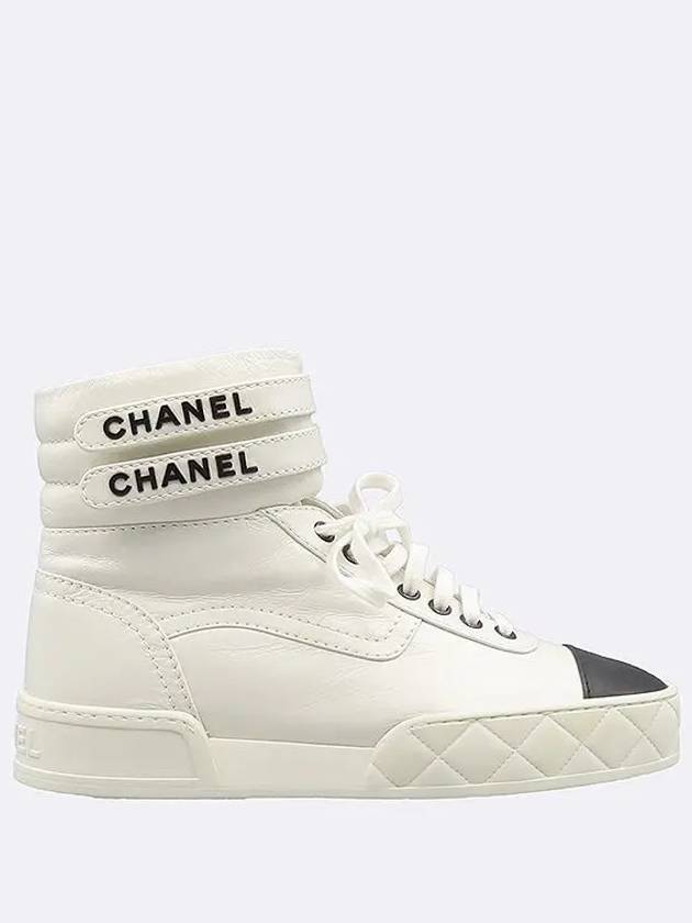 G45312 White leather high top sneakers size 38 Chanel