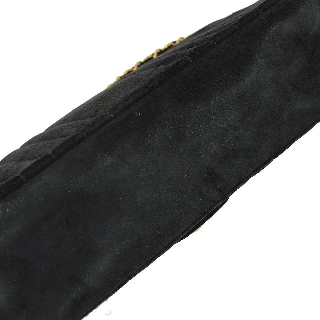 Top Quality Chanel 1991-1994 Black Suede Medium Vertical Stitch Single Flap Bag