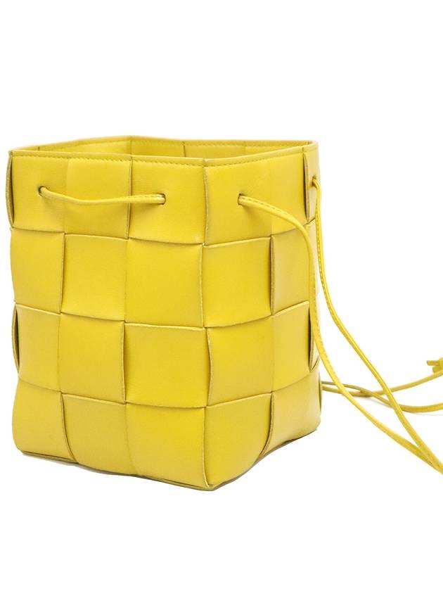 Bottega veneta Bottega veneta 680218 Yellow Intrecciato Weaving Small Cassette Crossbody Bucket Crossbag