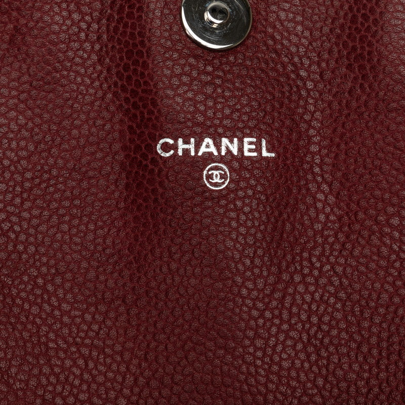 Top Quality Chanel Coco Half Moon Chain Shoulder Bag Wine Red Silver Caviar S  CHANEL