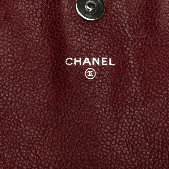 Top Quality Chanel Coco Half Moon Chain Shoulder Bag Wine Red Silver Caviar S  CHANEL