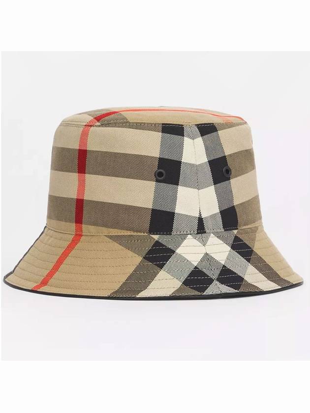 Burberry Check Pattern Cotton Bucket Hat Beige